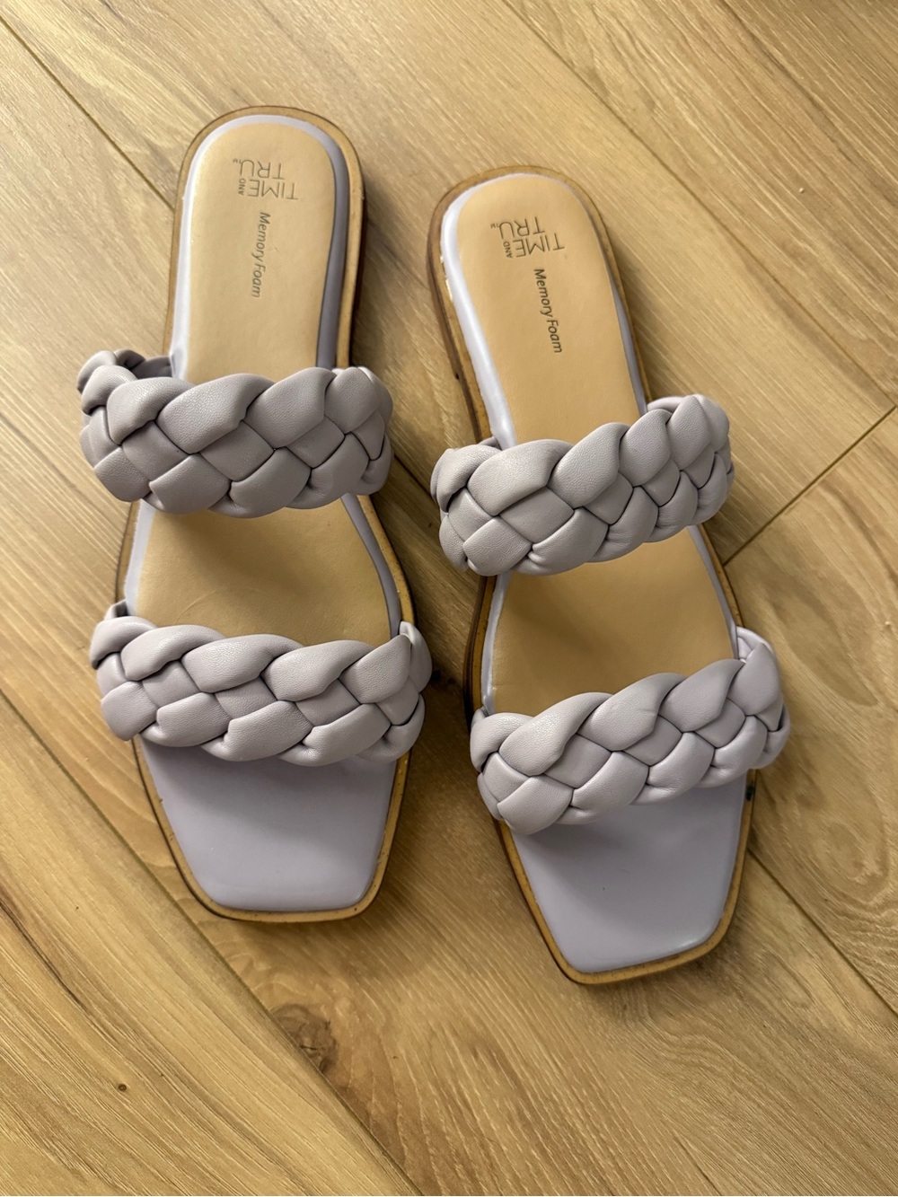 Time and Tru Lilac Braided Double-Strap Slide Sandals - Women's